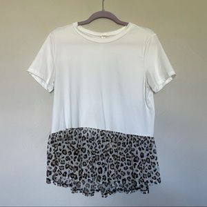 miss 2 day Cream Leopard Peplum Tee